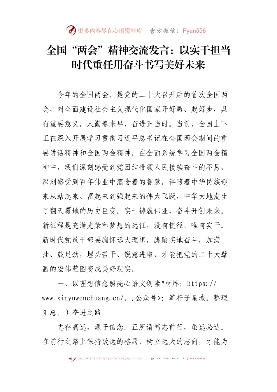 全国“两会”精神交流发言：以实干担当.docx_第1页