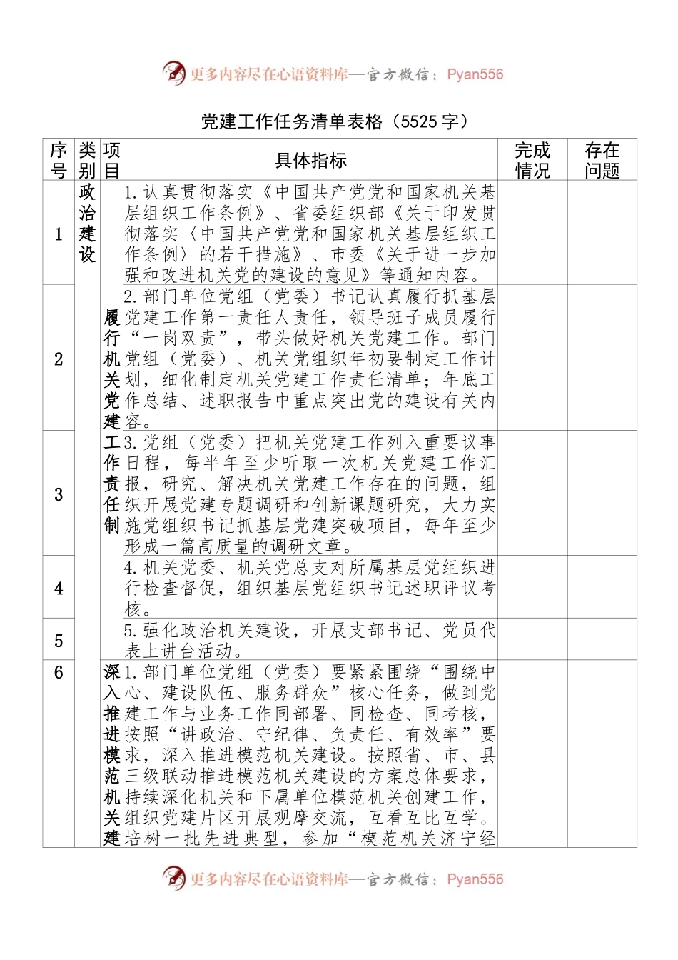 党建工作任务清单表格.docx_第1页