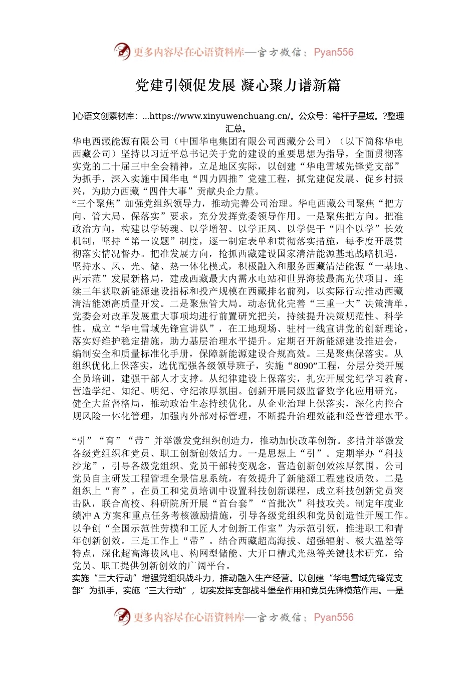 党建引领促发展 凝心聚力谱新篇.docx_第1页