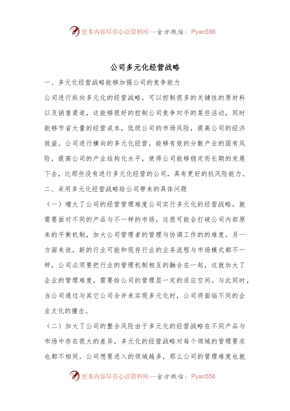 公司多元化经营战略.docx_第1页