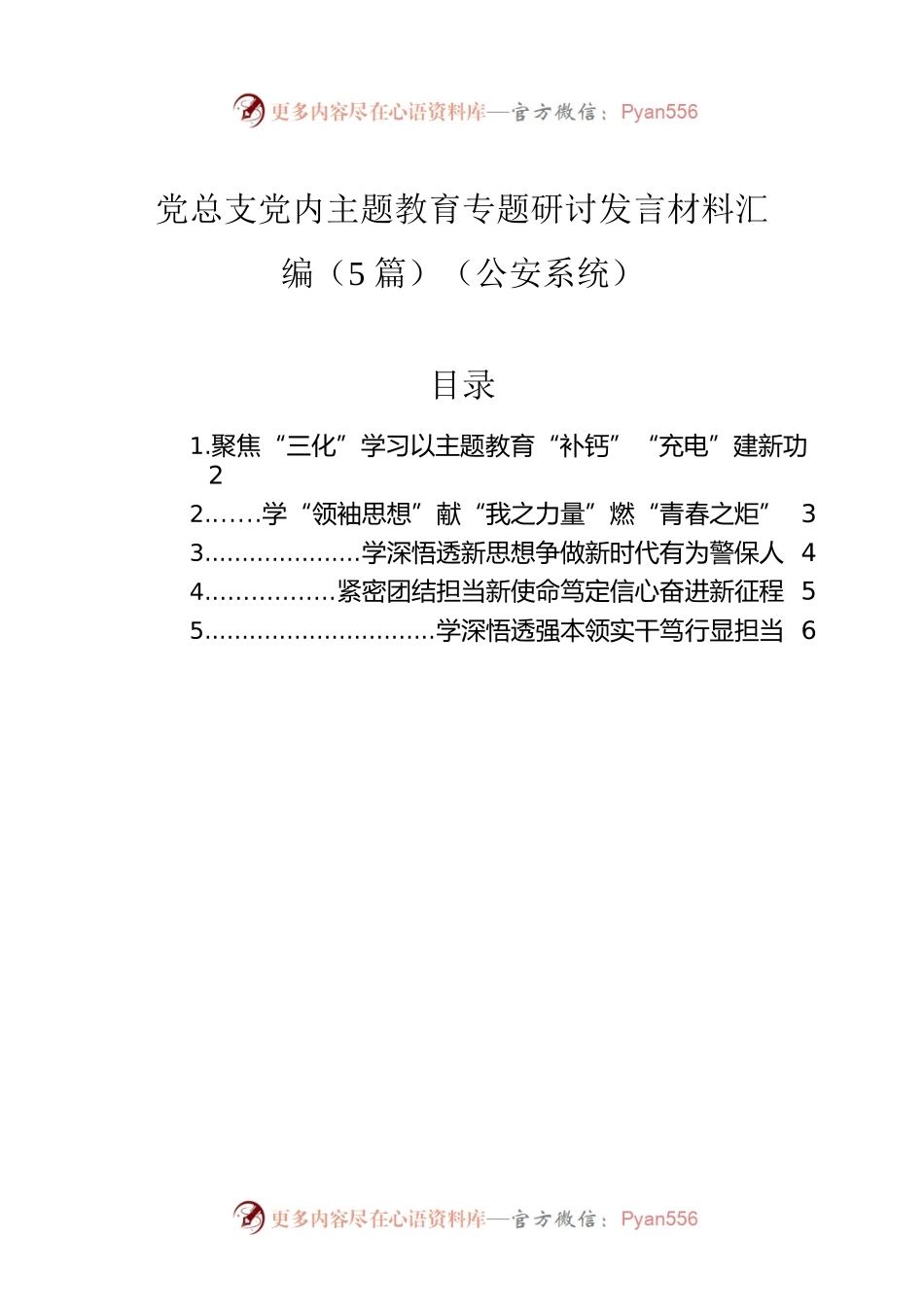 党总支主题教育专题研讨发言材料汇编（5篇）（公安系统）.docx_第1页