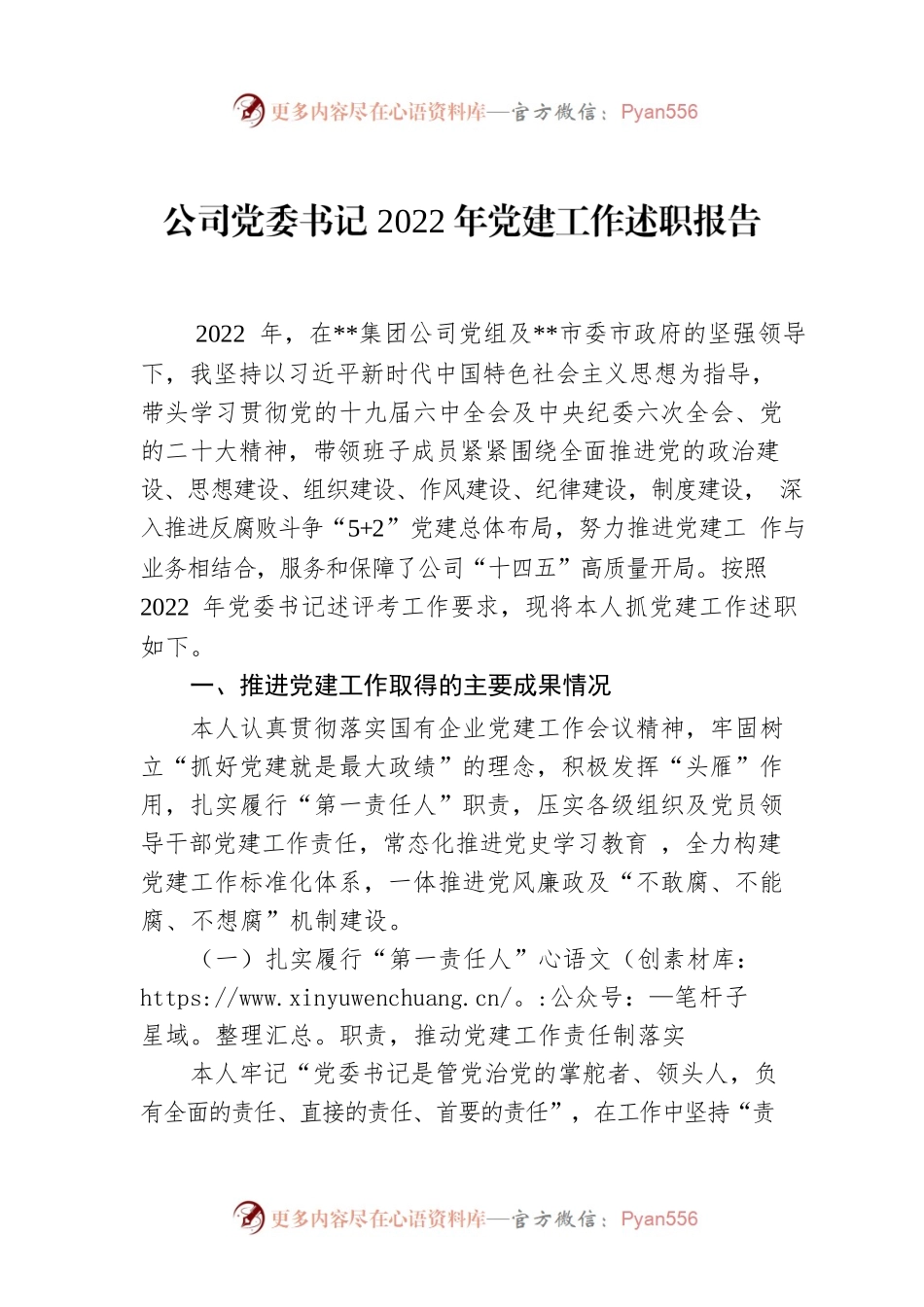 公司党委书记2022年党建工作述职报告.docx_第1页
