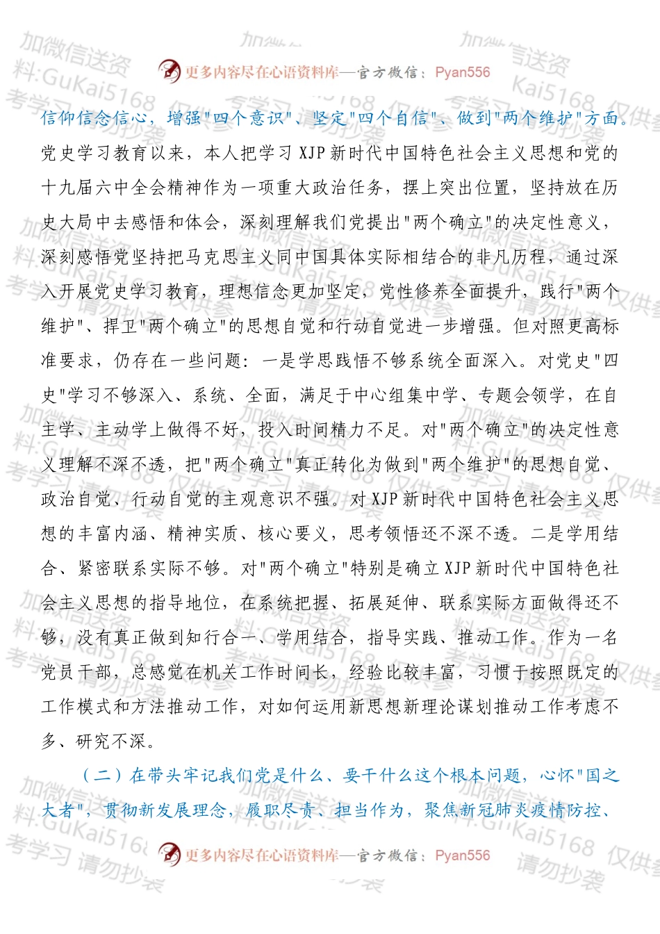 党员领导干部202X年度专题民主生活会个人对照检查材料（五个带头）.docx_第2页