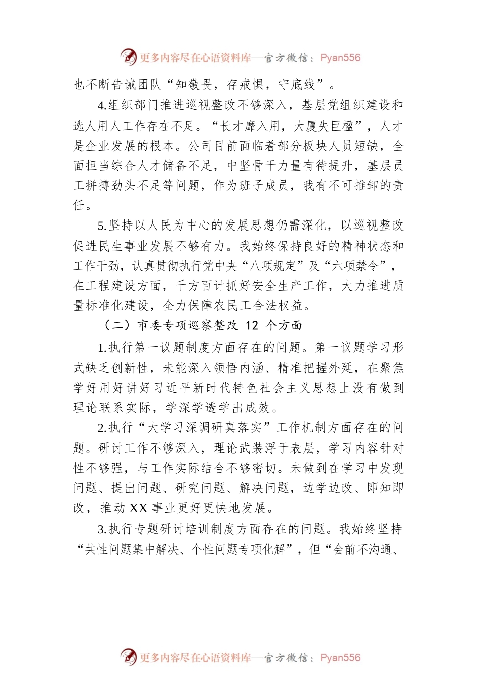 公司党委班子成员巡视巡察整改专题民主生活会个人发言材料.docx_第2页