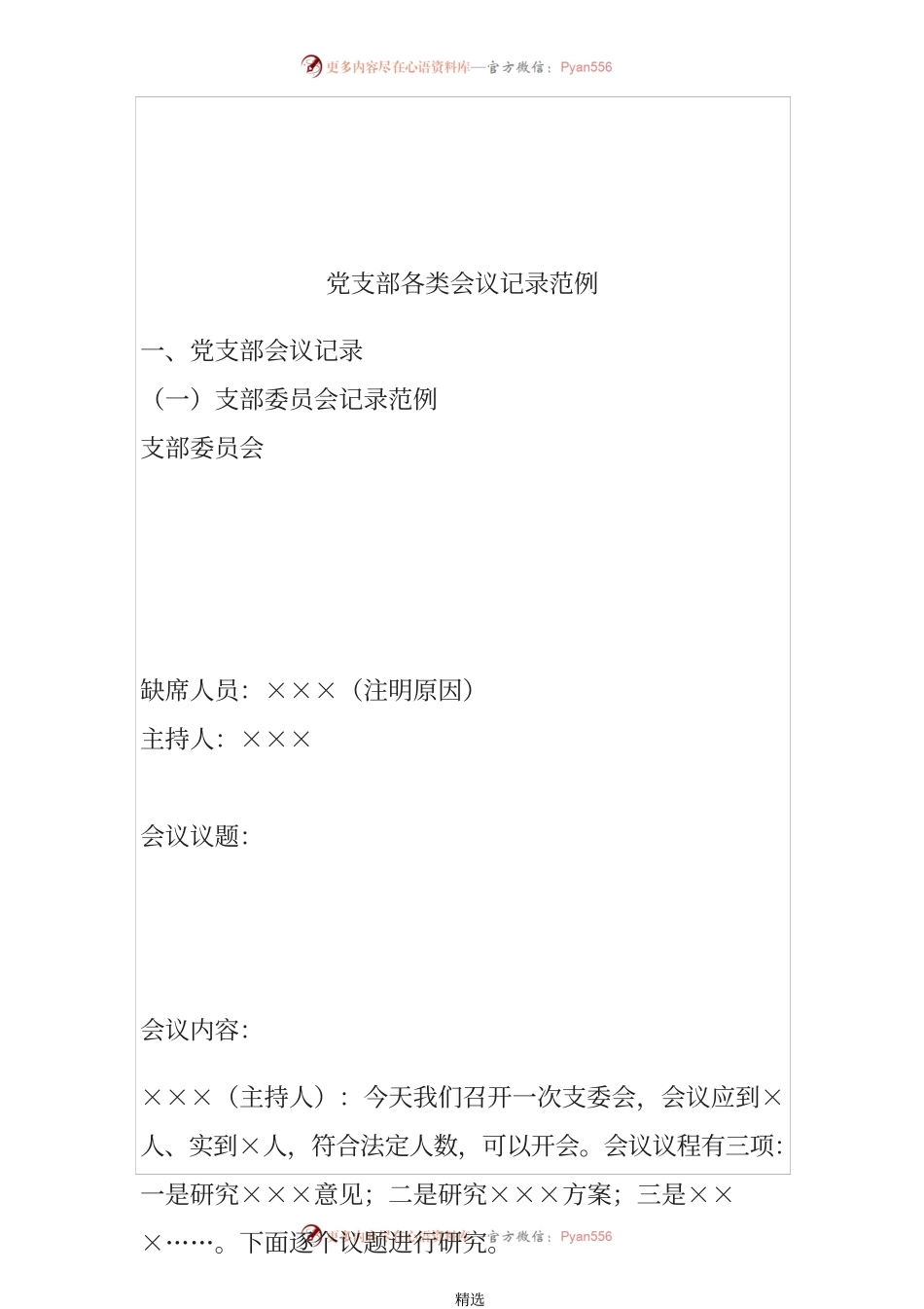 党支部各类会议记录范例.docx_第1页