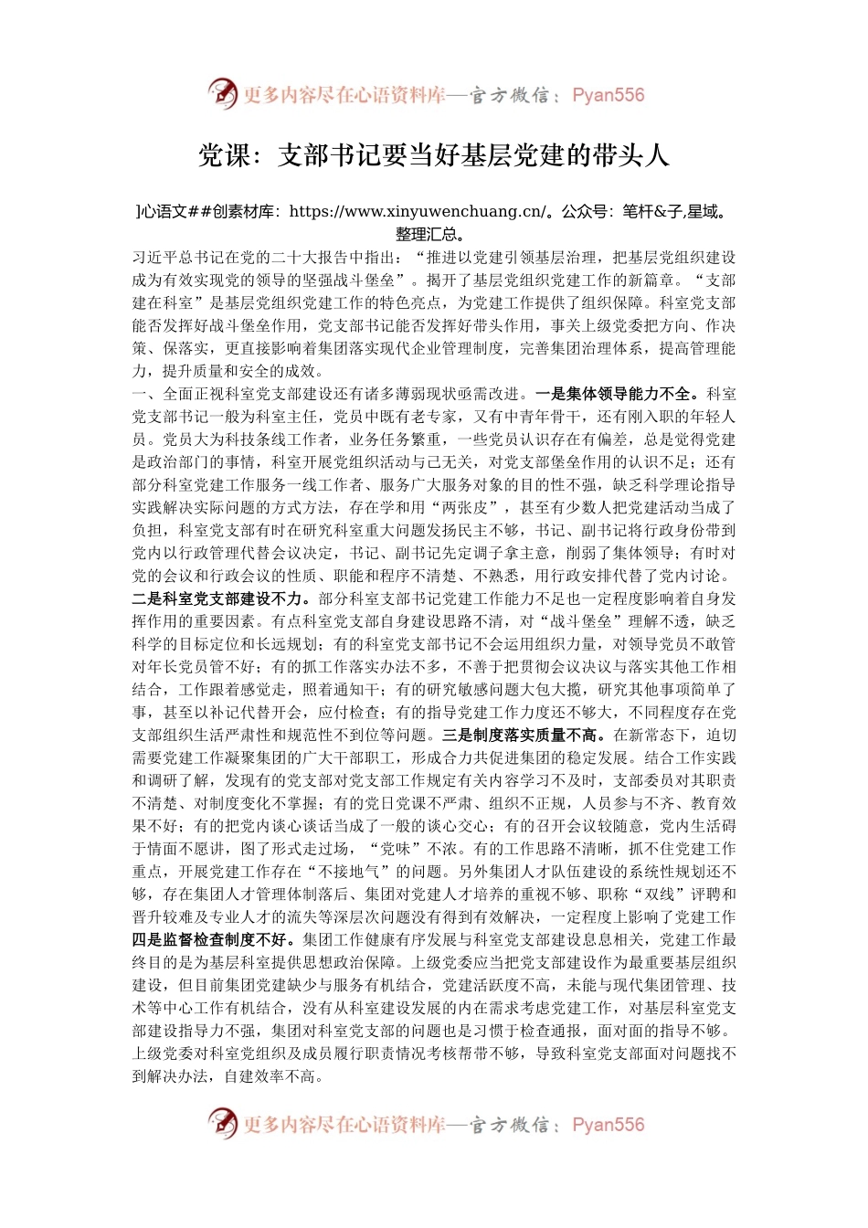 党课：支部书记要当好基层党建的带头人.docx_第1页
