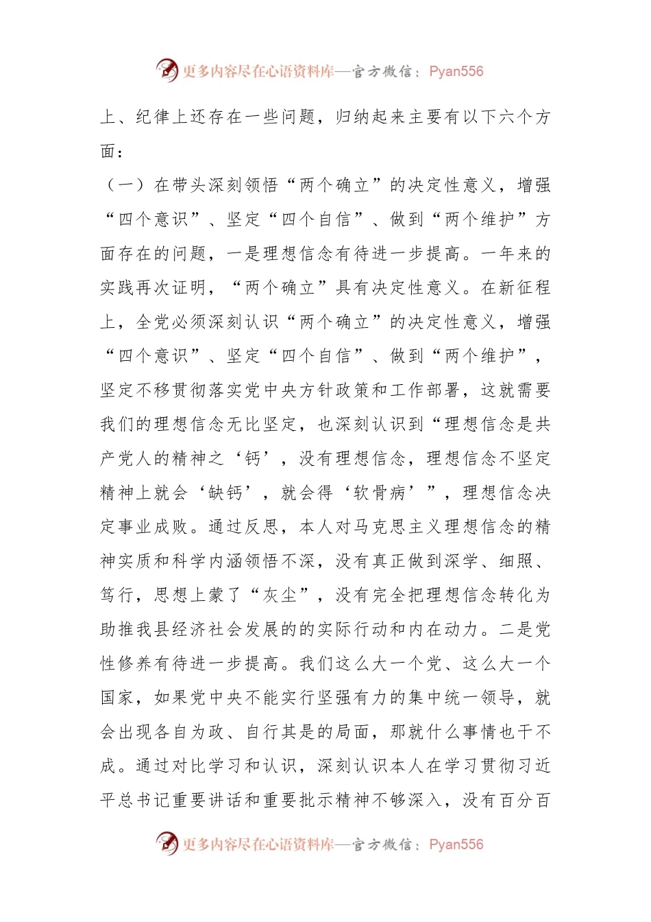 关于XX副县长202X年度民主生活会对照检查材料.docx_第2页