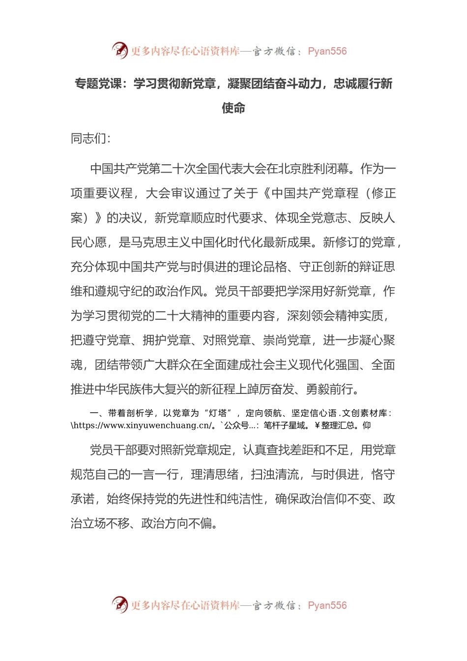 党章专题党课：学习贯彻新党章，凝聚团结奋斗动力，忠诚履行新使命.docx_第1页
