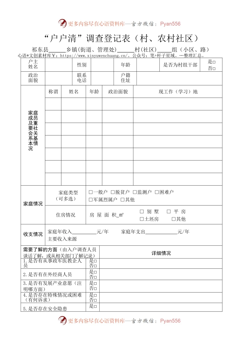入户调查登记表（城市社区）.docx_第1页