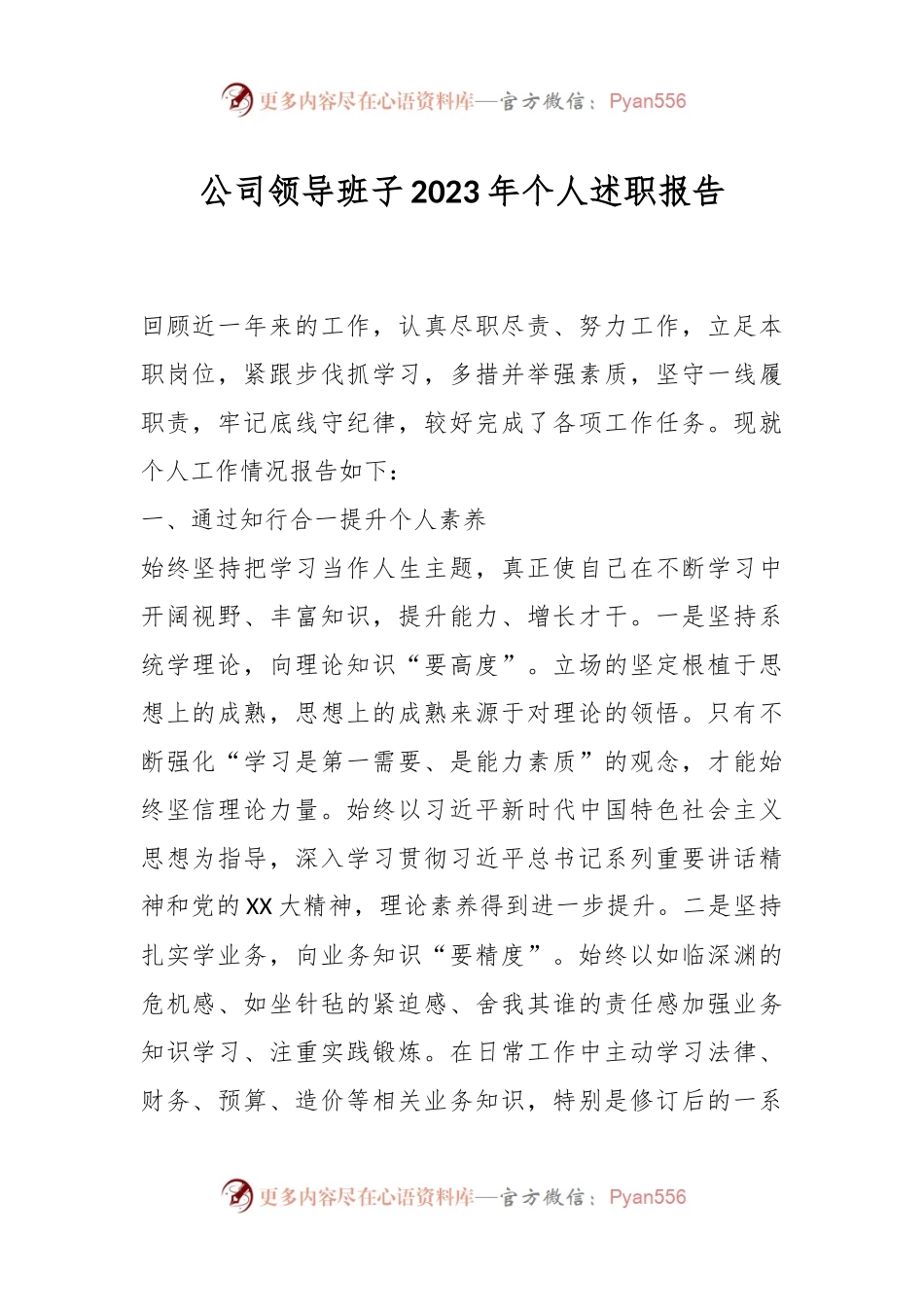 公司领导班子2023年个人述职报告.docx_第1页