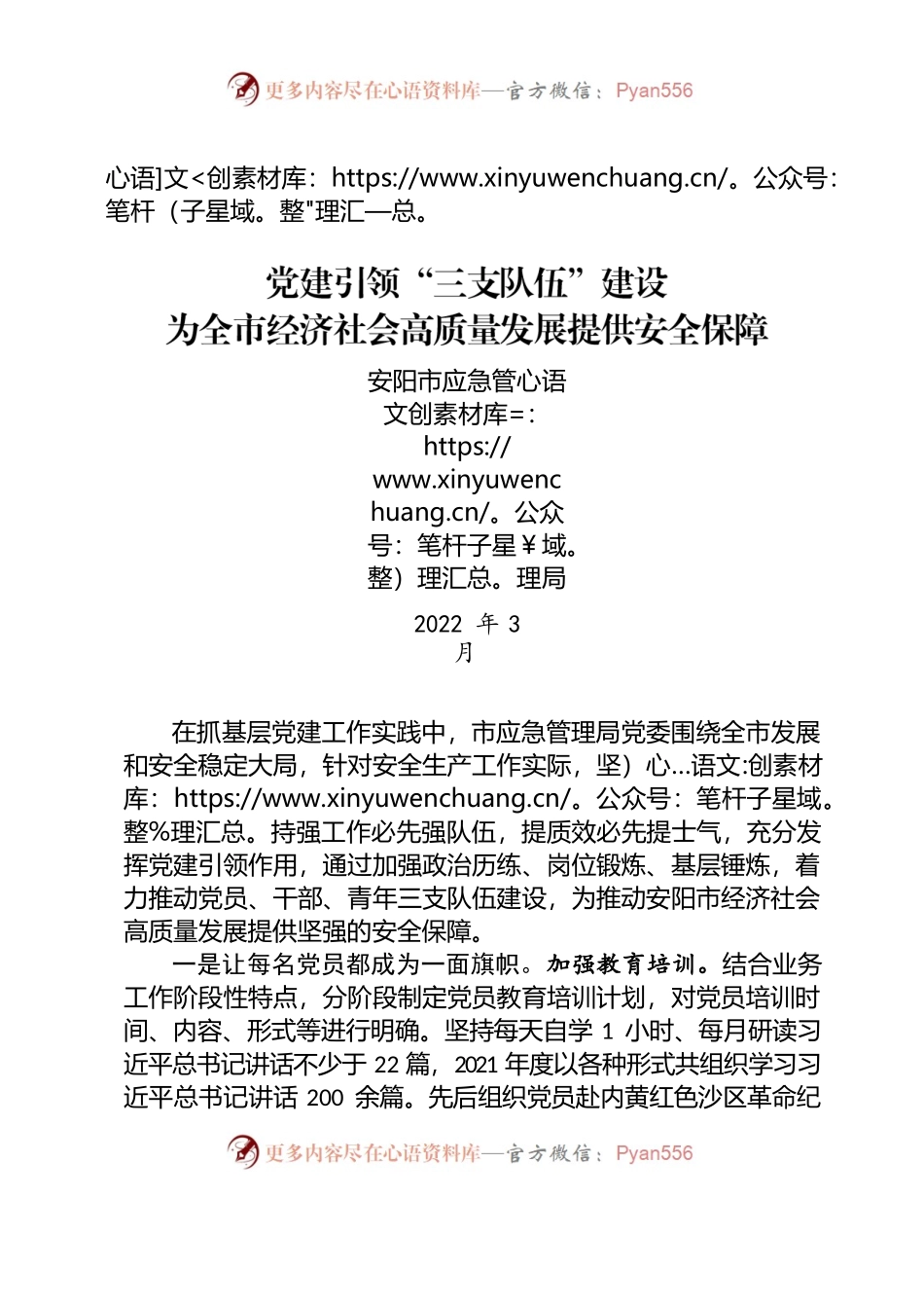 党建引领三支队伍建设不断夯实应急管理工作根基.docx_第1页