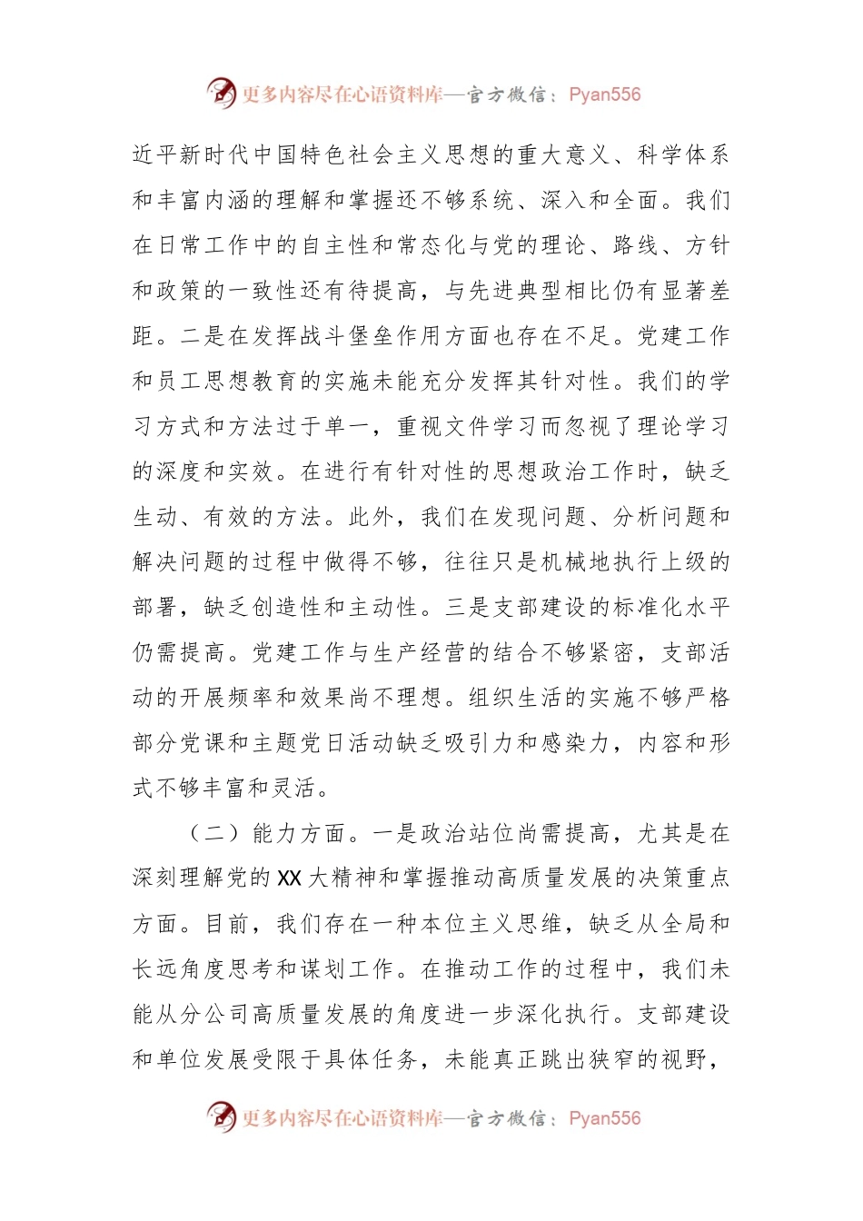 党支部班子2023年主题教育组织生活会对照检查材料（五个方面）.docx_第2页