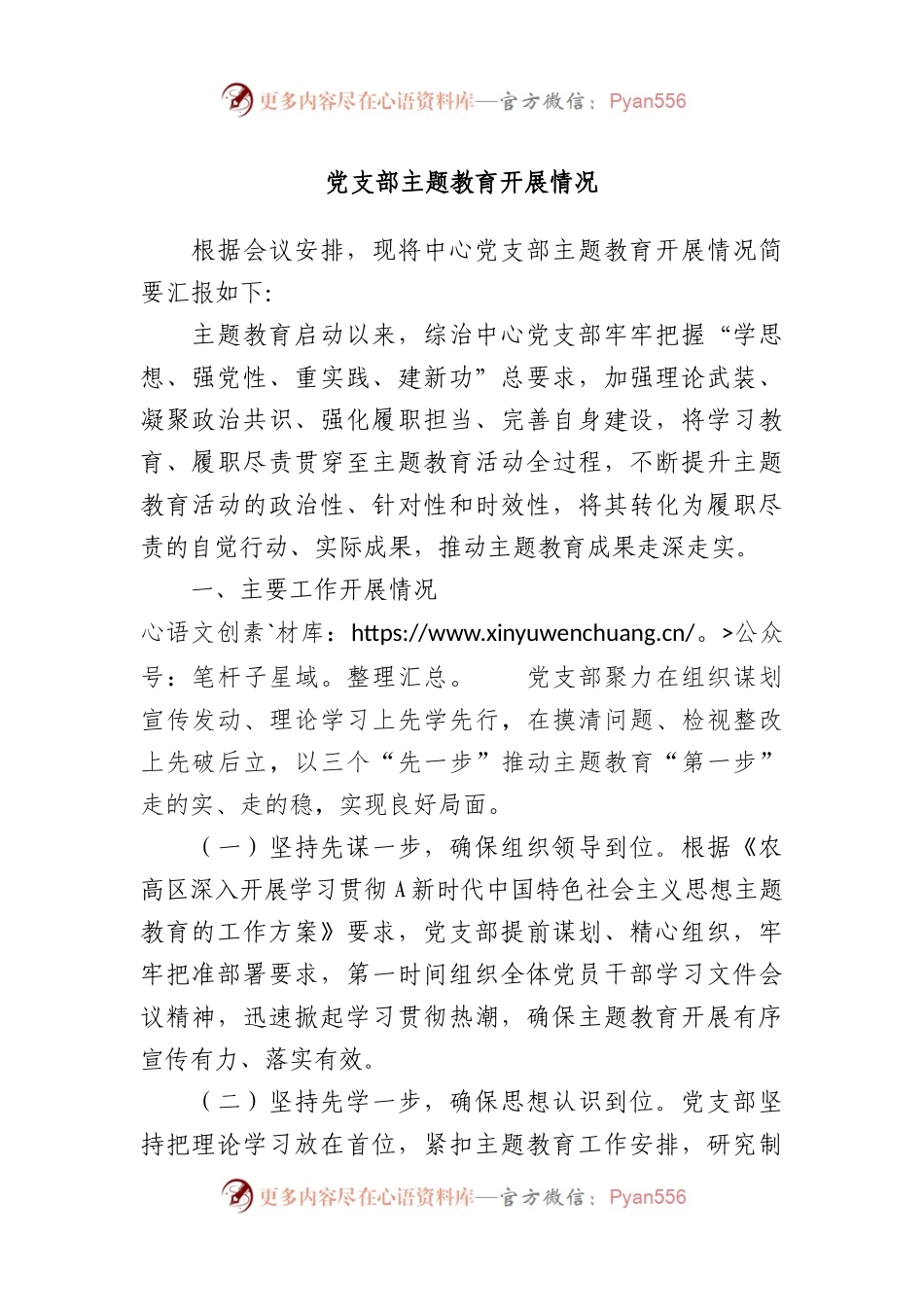 党支部主题教育开展情况.docx_第1页