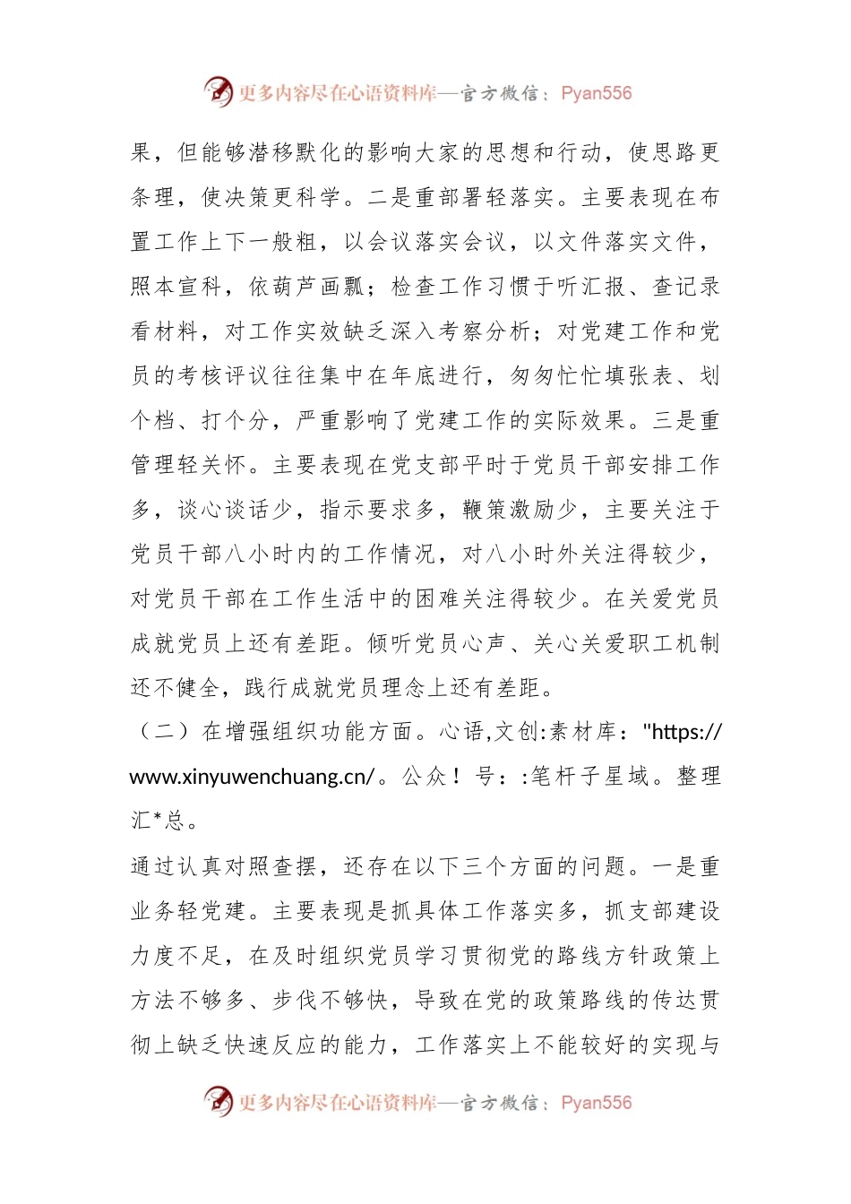 关于202X年度的组织生活会党支部班子对照检查材料.docx_第2页