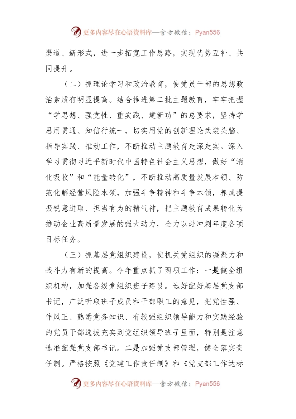 公司党支部书记关于2023年度抓基层党建工作述职报告.docx_第2页