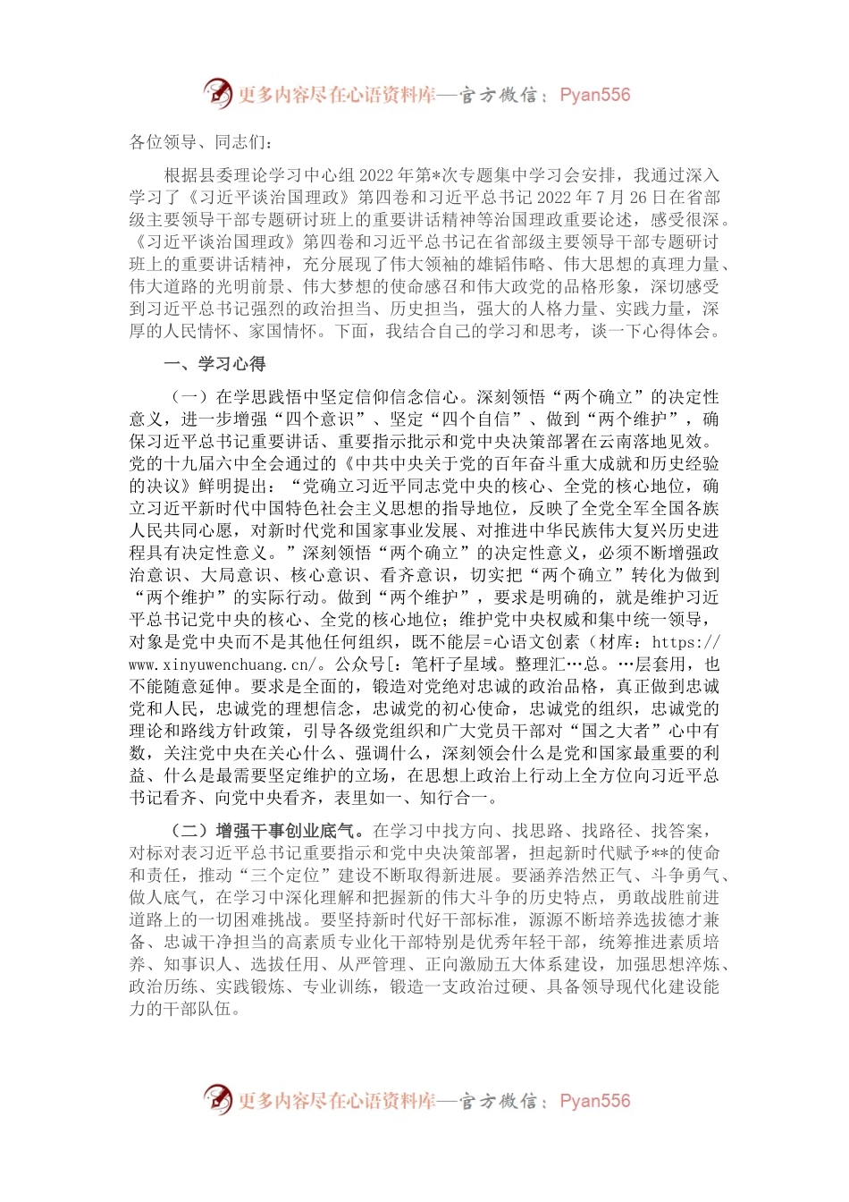 副县长在理论中心组学习理论著作会议上的发言.docx_第1页