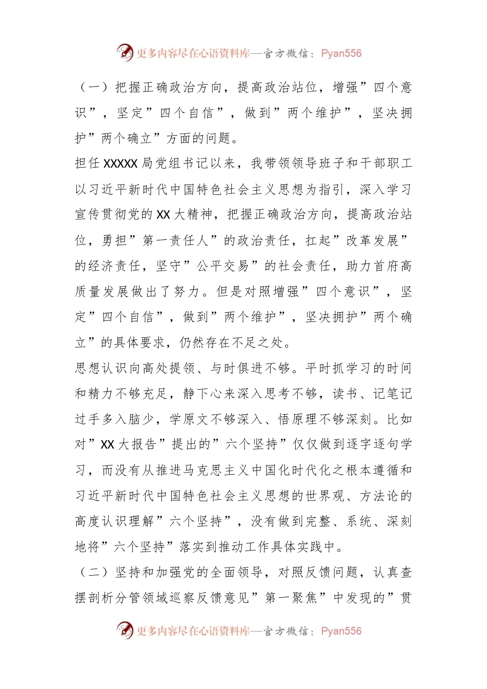 关于巡察整改专题民主生活会对照检查剖析材料.docx_第2页