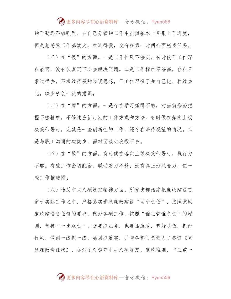 党支部班子作风建设专题组织生活会对照检查材料.docx_第2页