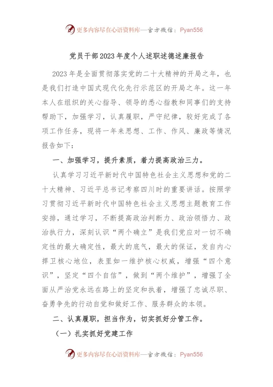 党员干部2023年度个人述职述德述廉报告.docx_第1页