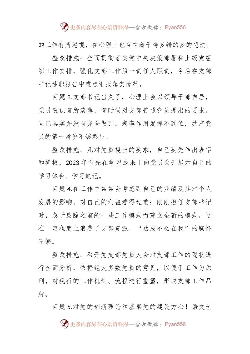 党支部2022年度组织生活会查摆问题整改清单（党支部书记）.docx_第2页