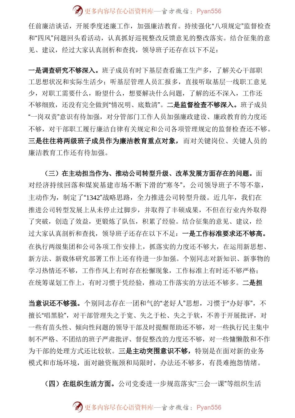 公司领导班子2016年度对照检查材料.docx_第2页