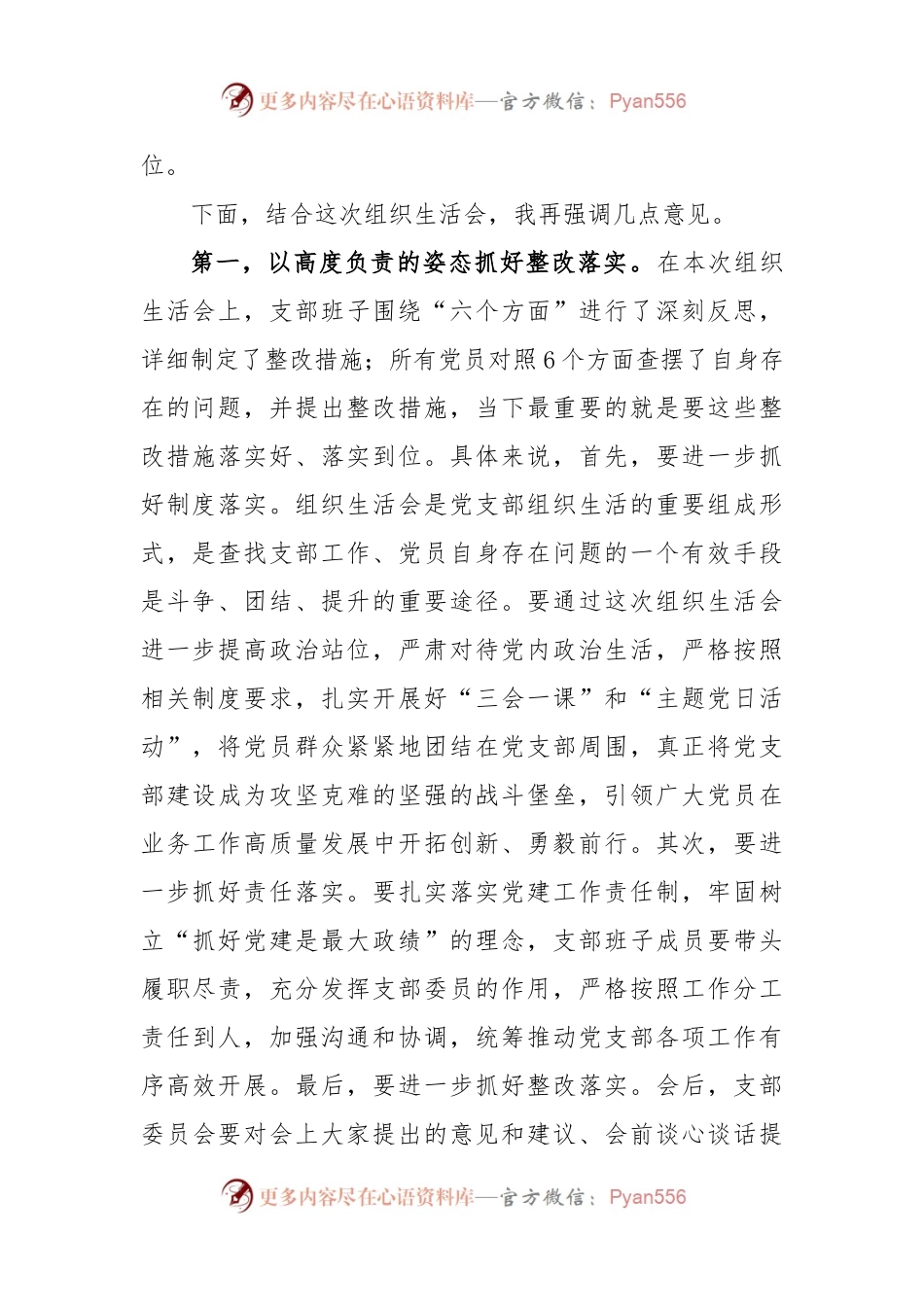党组织书记在2022年度的组织生活会上的总结表态发言提纲.docx_第2页