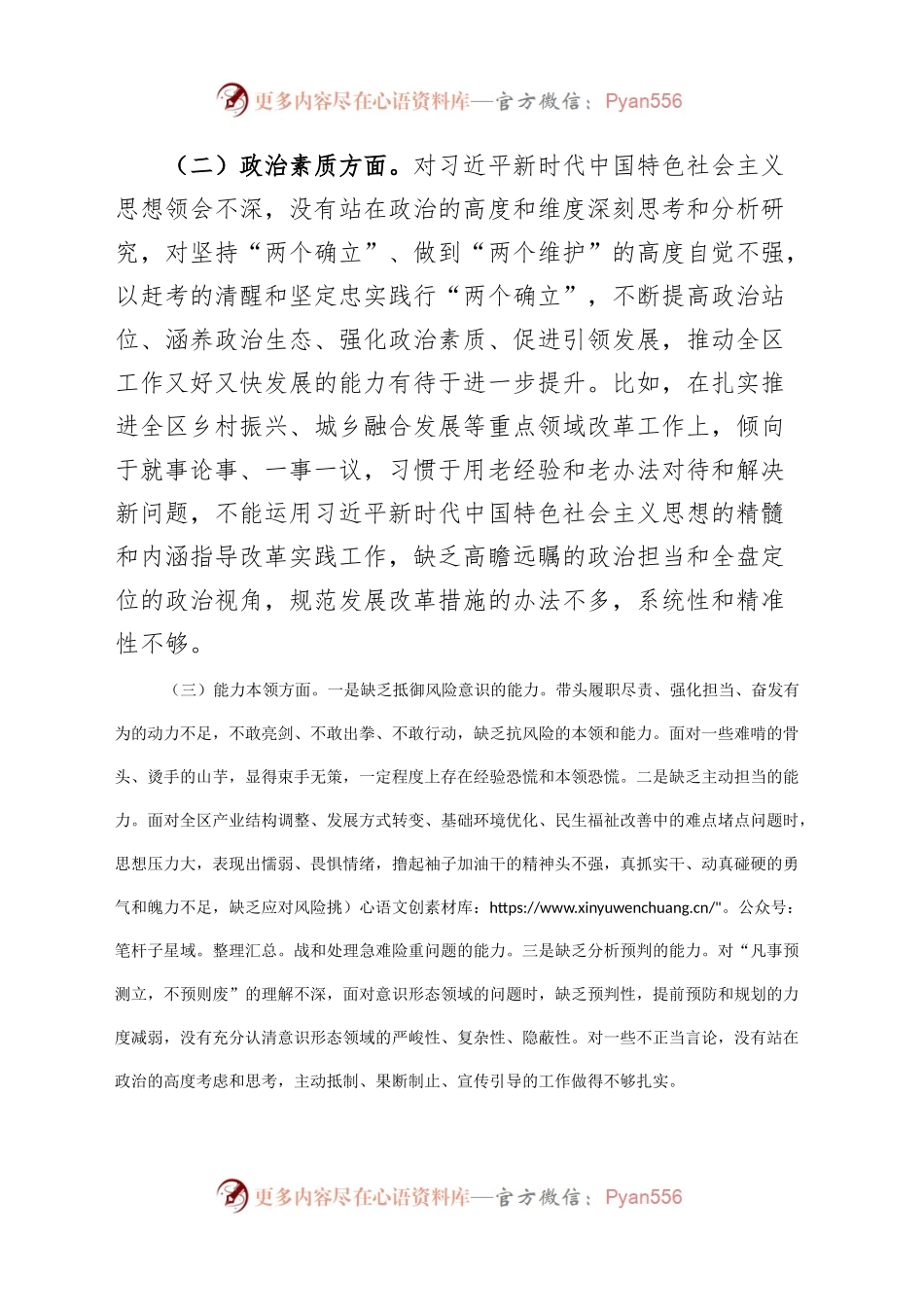 区委办公室主任2023年度主题教育民主生活会个人对照检查材料（学习、素质、能力、担当、作风、廉洁，检视剖析，发言提纲主要第二批次）六个方面.docx_第2页