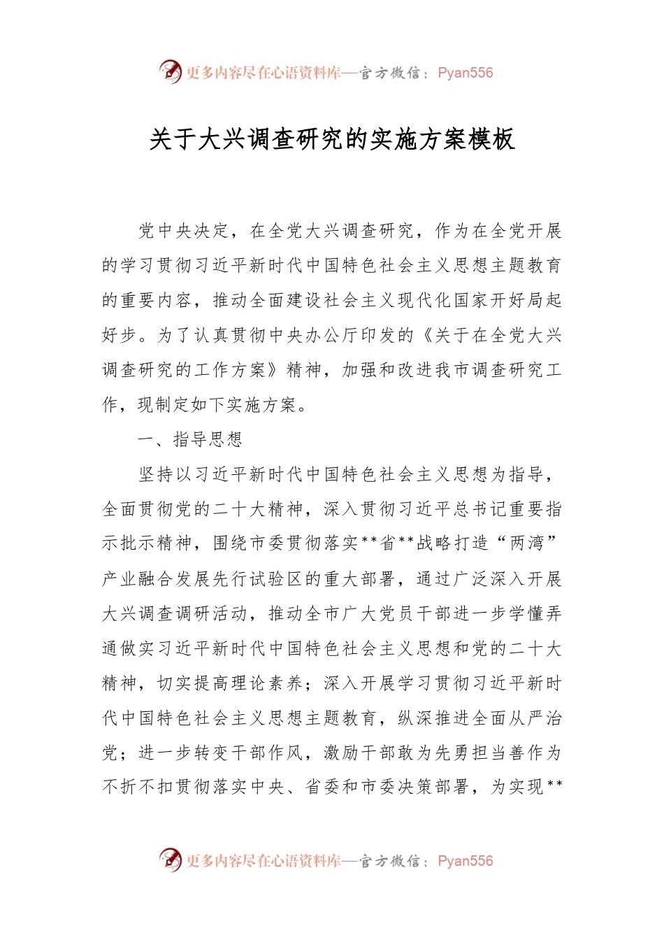 关于大兴调查研究的实施方案模板.docx_第1页