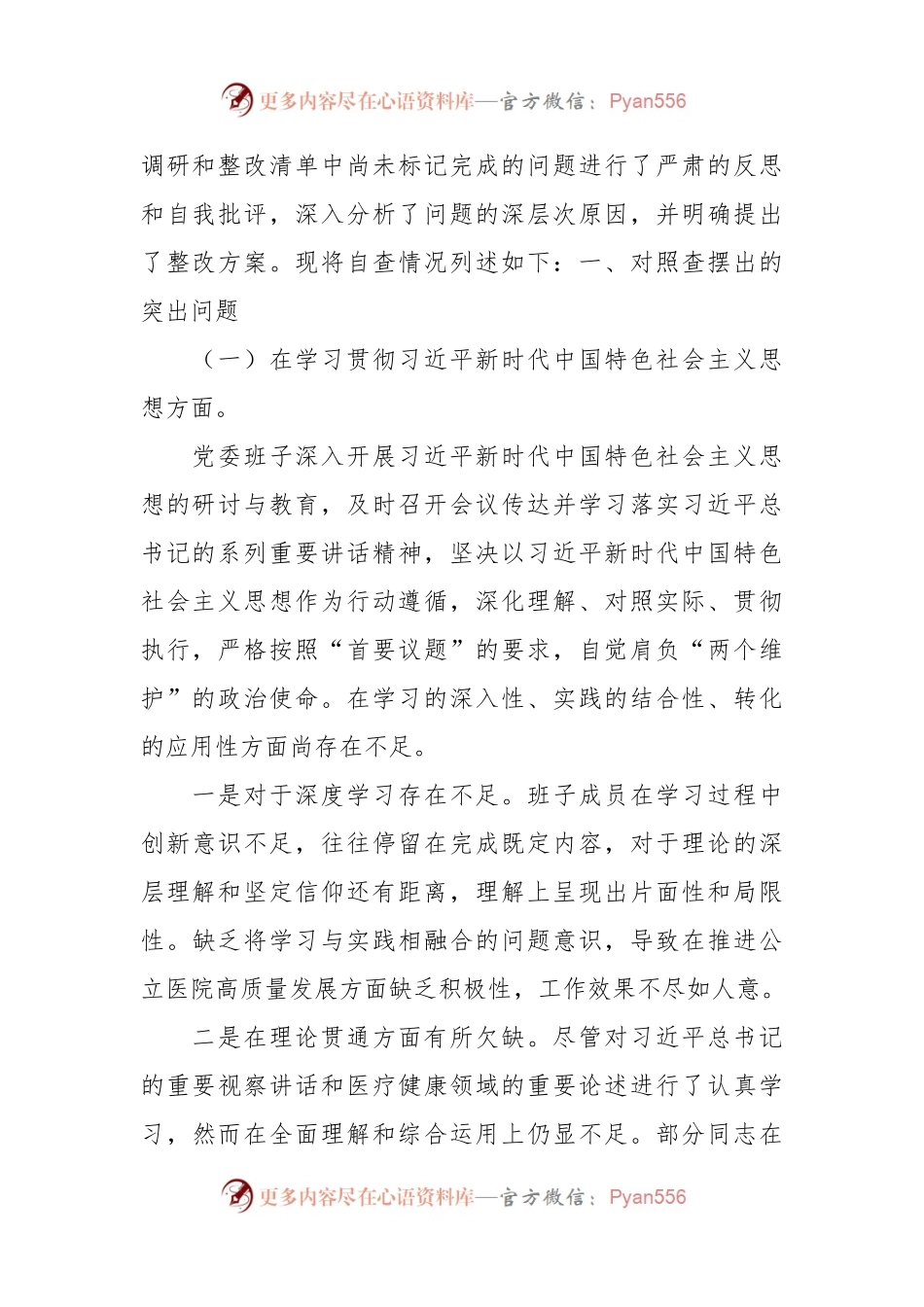 医院班子2023年民主生活会对照检查材料（践行宗旨、六个方面）.docx_第2页