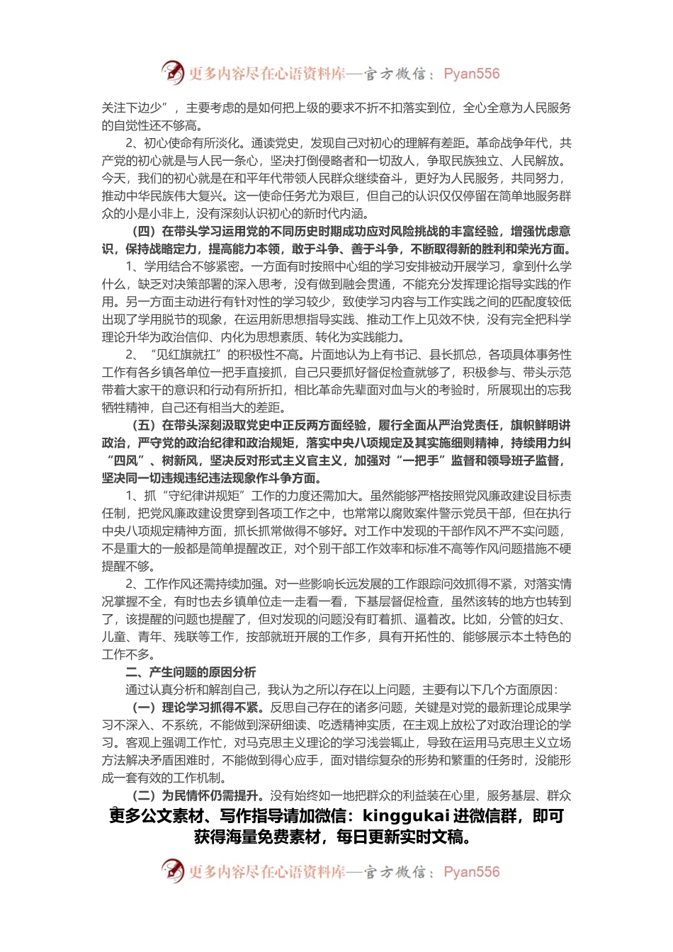 副县长党史学习教育专题民主生活会五个方面对照检查材料.docx_第2页