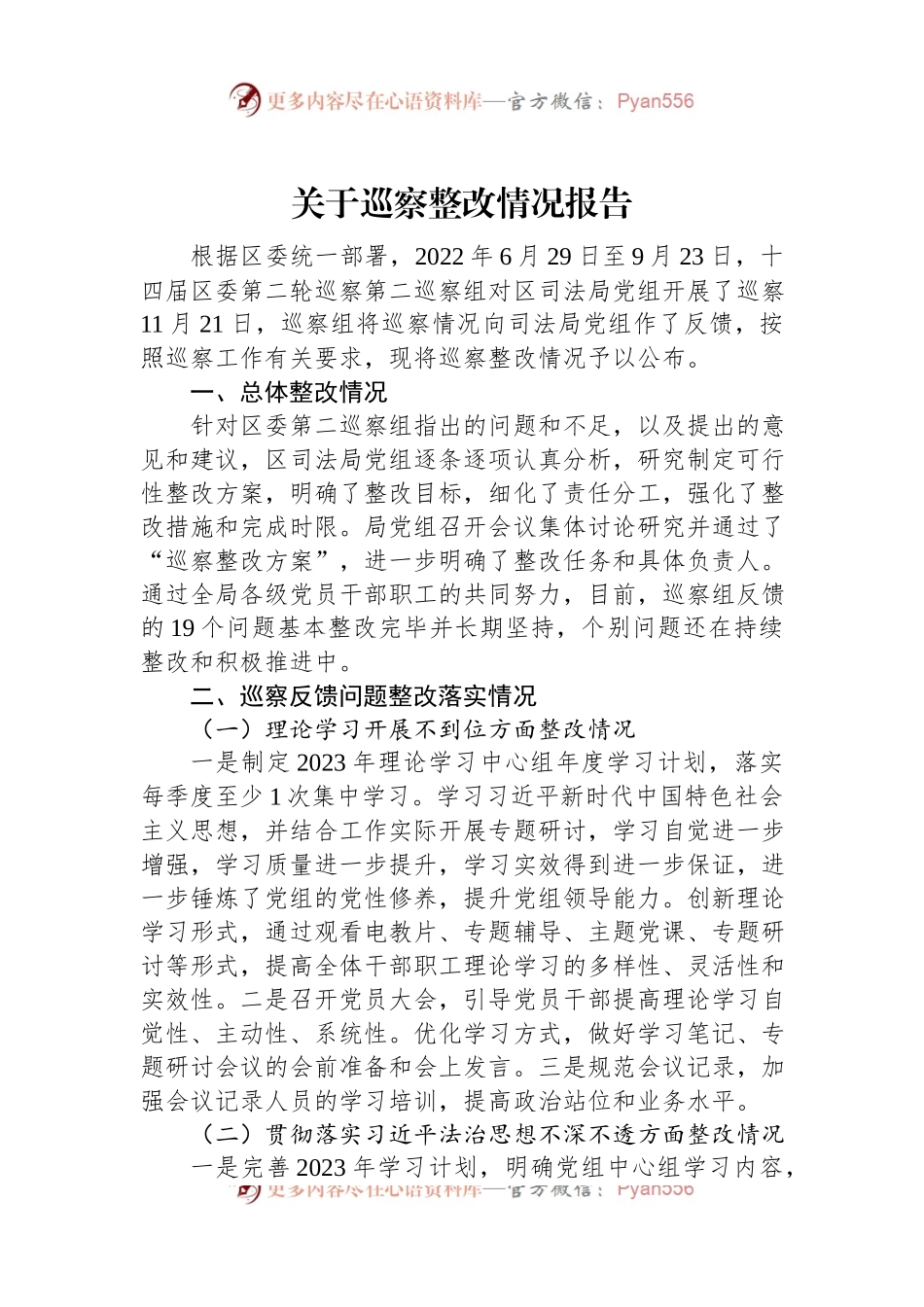 关于巡察整改情况报告.docx_第1页