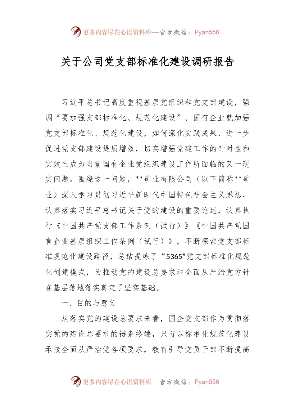 关于公司党支部标准化建设调研报告.docx_第1页
