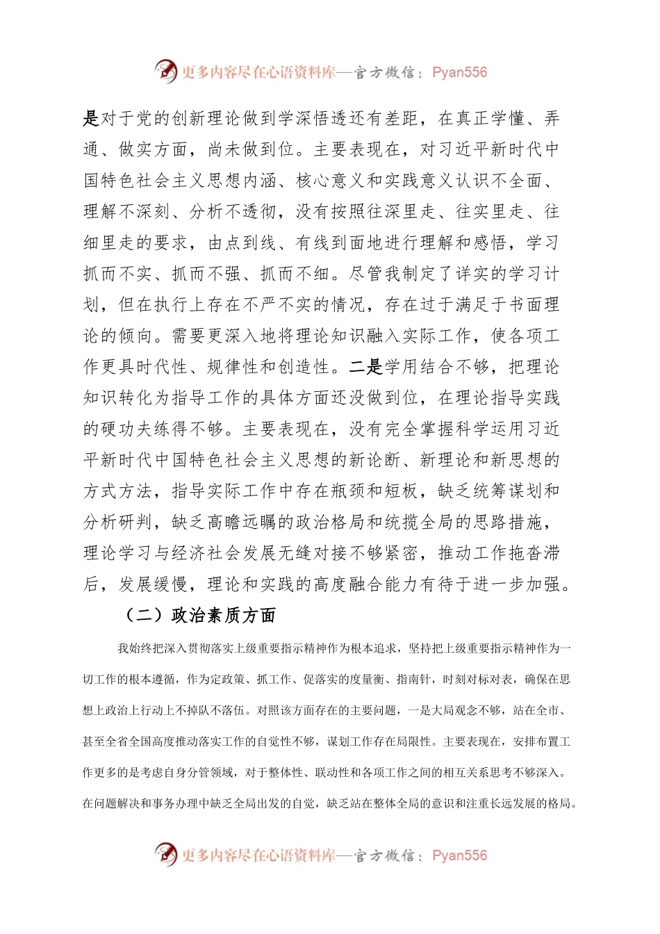 分管领导2023年度主题教育民主生活会个人对照检查材料（副职，班子成员，学习、素质、能力、担当、作风、廉洁，检视剖析，发言提纲第二批）六个方面20240108.docx_第2页