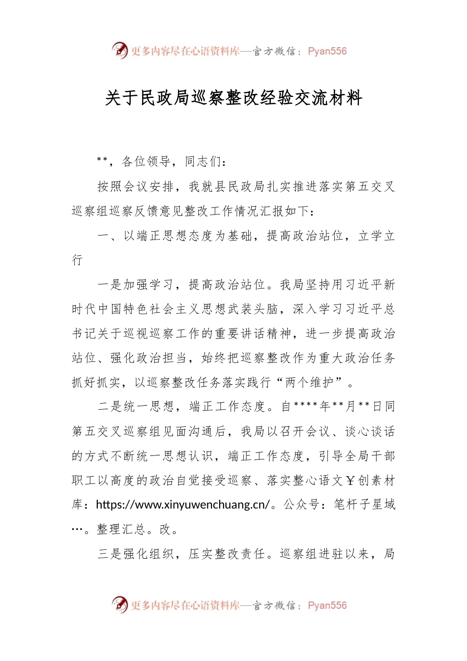 关于民政局巡察整改经验交流材料.docx_第1页