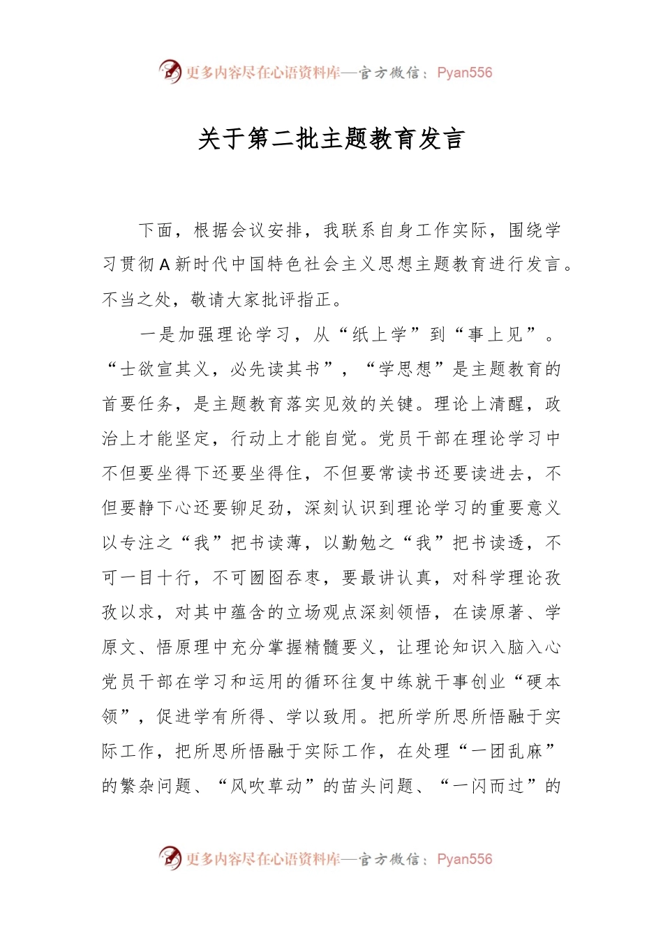 关于第二批主题教育 发言.docx_第1页