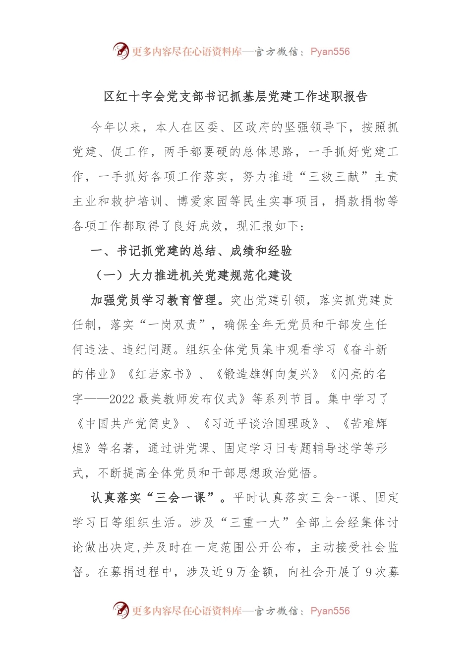 区红十字会党支部书记抓基层党建工作述职报告.docx_第1页
