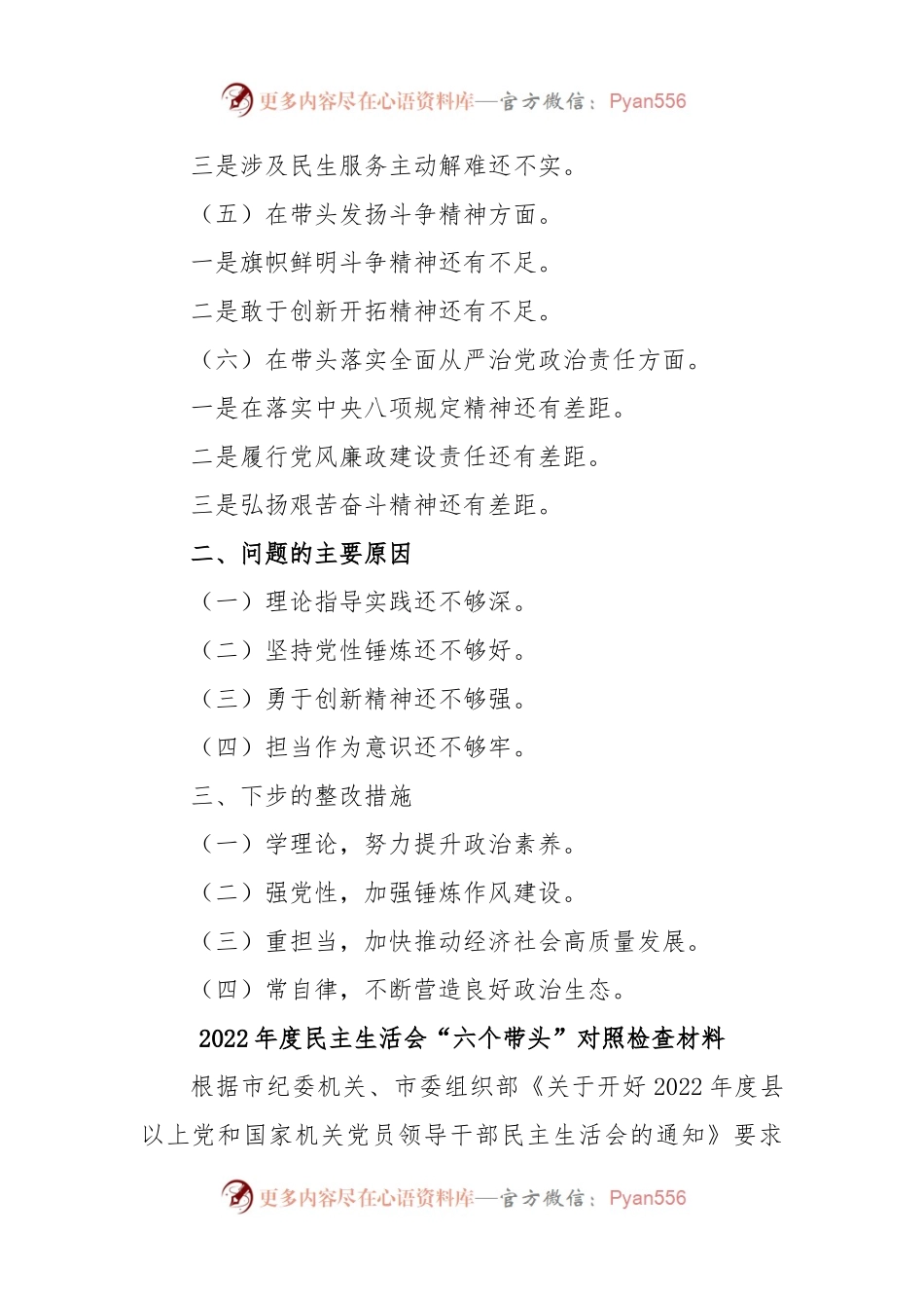 副市长2022年度民主生活会“六个带头”对照检查材料对照检查材料（含题纲）.docx_第2页