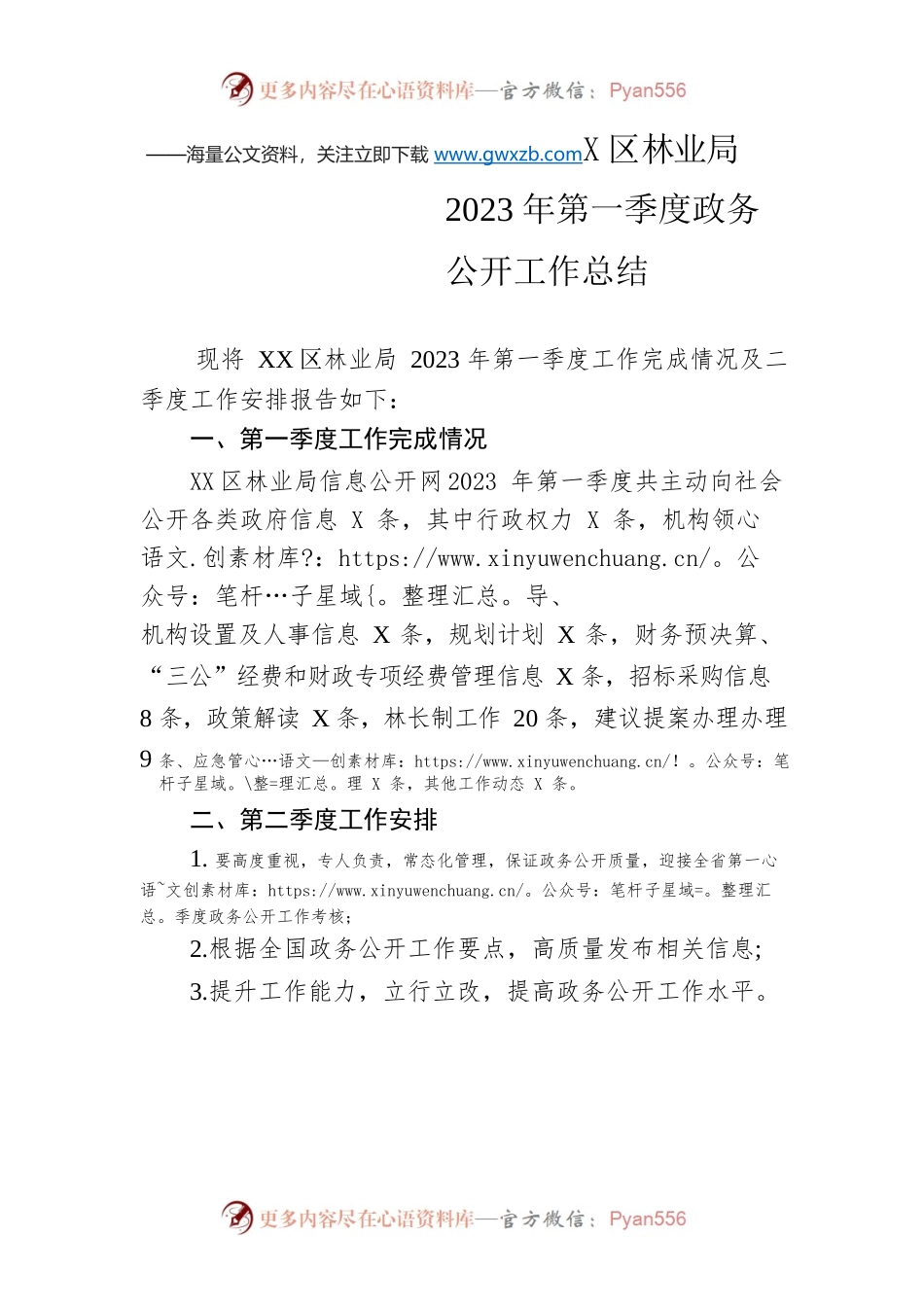 区林业局2023年第一季度政务公开工作总结.docx_第1页