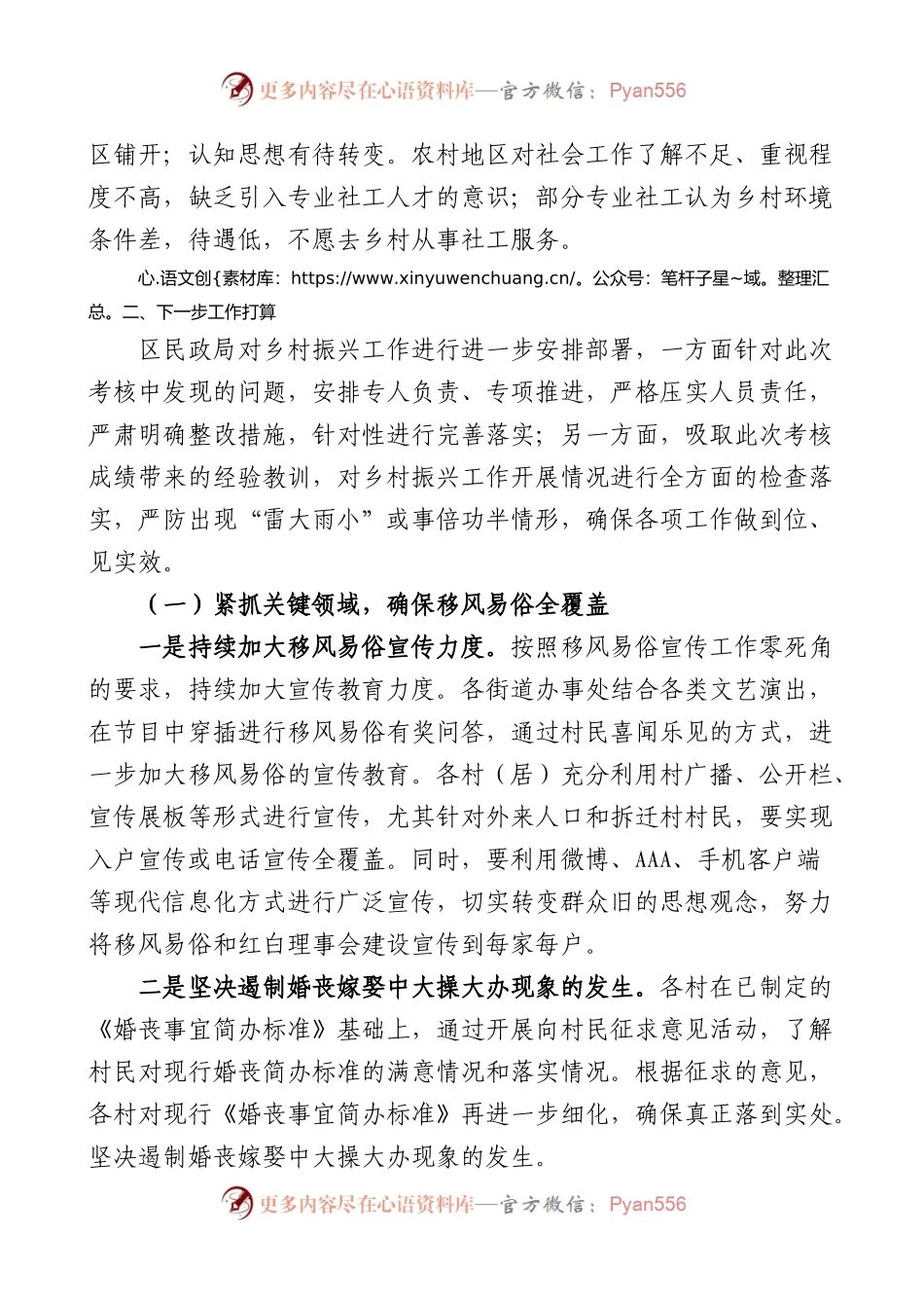 区民政局乡村振兴工作汇报范文存在问题原因打算工作总结报告.docx_第2页