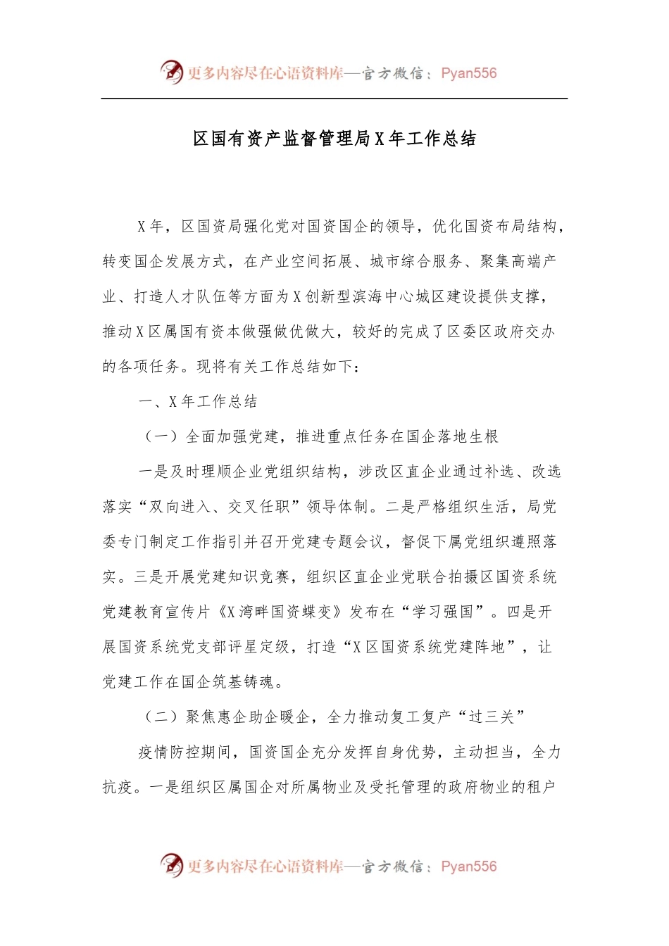 区国有资产监督管理局X年工作总结.docx_第1页