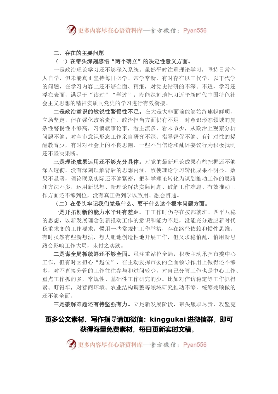 副书记2021年五个带头专题民主生活会对照检查材料.docx_第2页