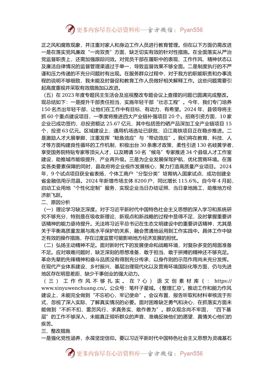 副县长2024年度民主生活会个人对照检查材料.docx_第2页