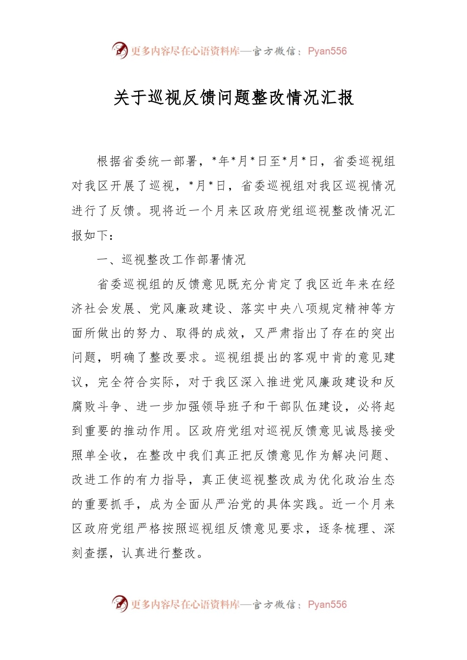 关于巡视反馈问题整改情况汇报.docx_第1页