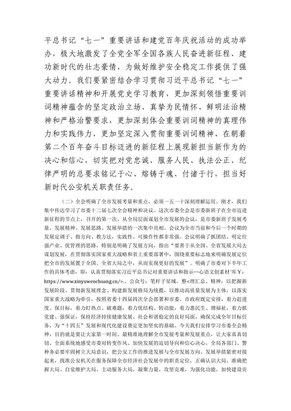 副市长、公安局长在中心组学习会上的讲话（训词精神）.docx_第2页