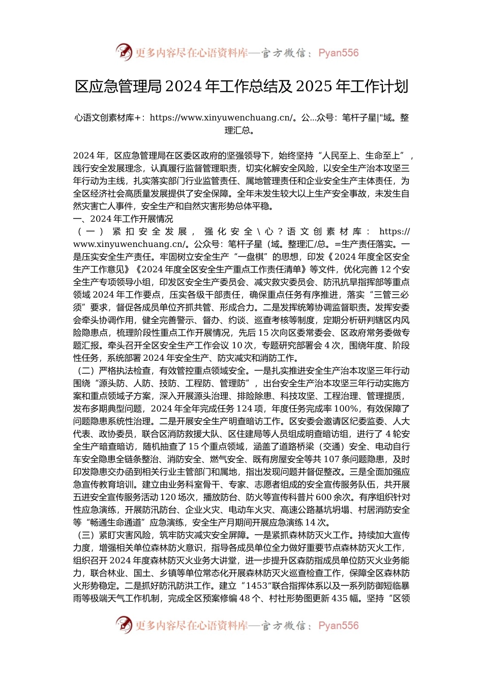 区应急管理局2024年工作总结及2025年工作计划.docx_第1页