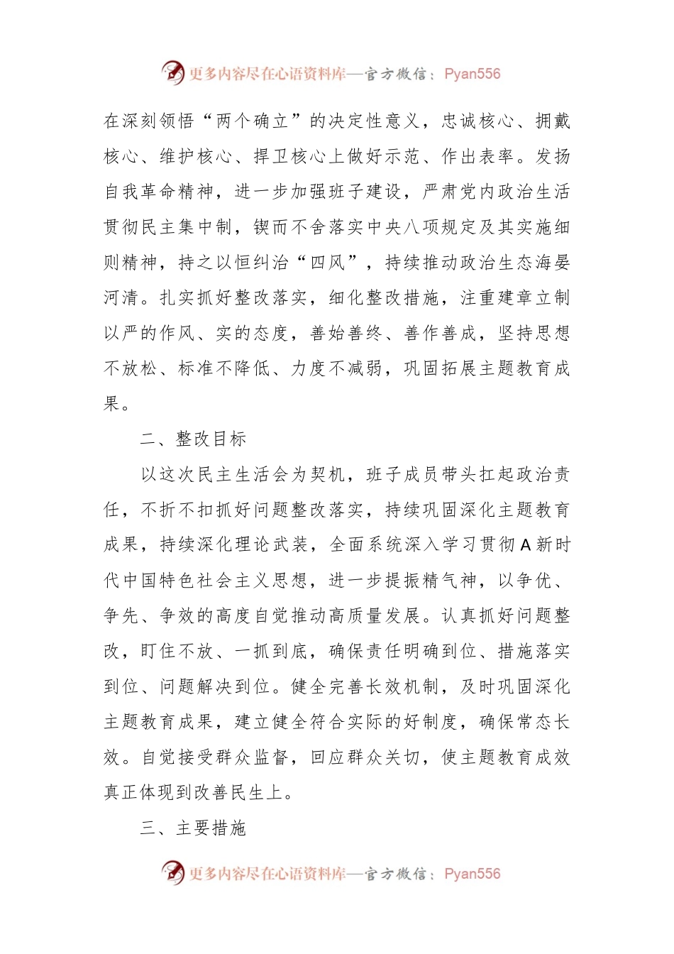 关于主题教育民主生活会 整改实施方案.docx_第2页
