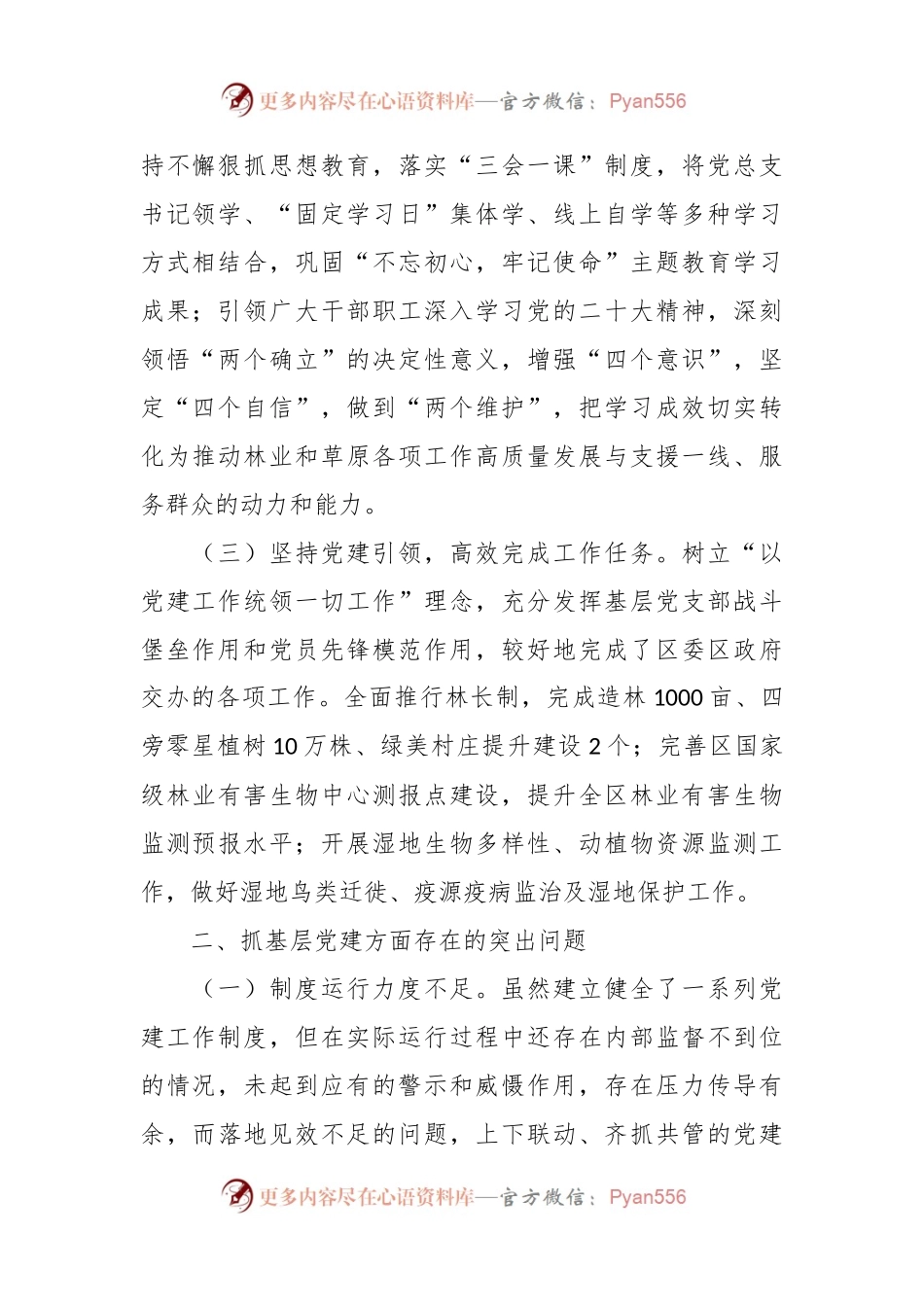 区林业和草原局党总支书记抓基层党建工作述职报告.docx_第2页