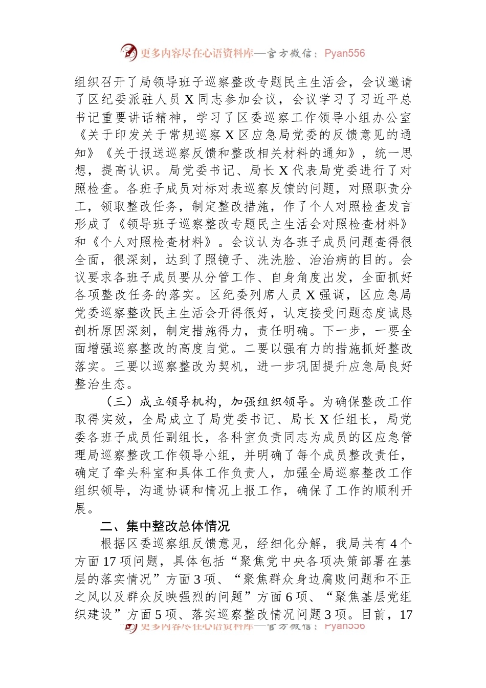 区应急管理局党委关于巡察集中整改进展情况的报告.docx_第2页
