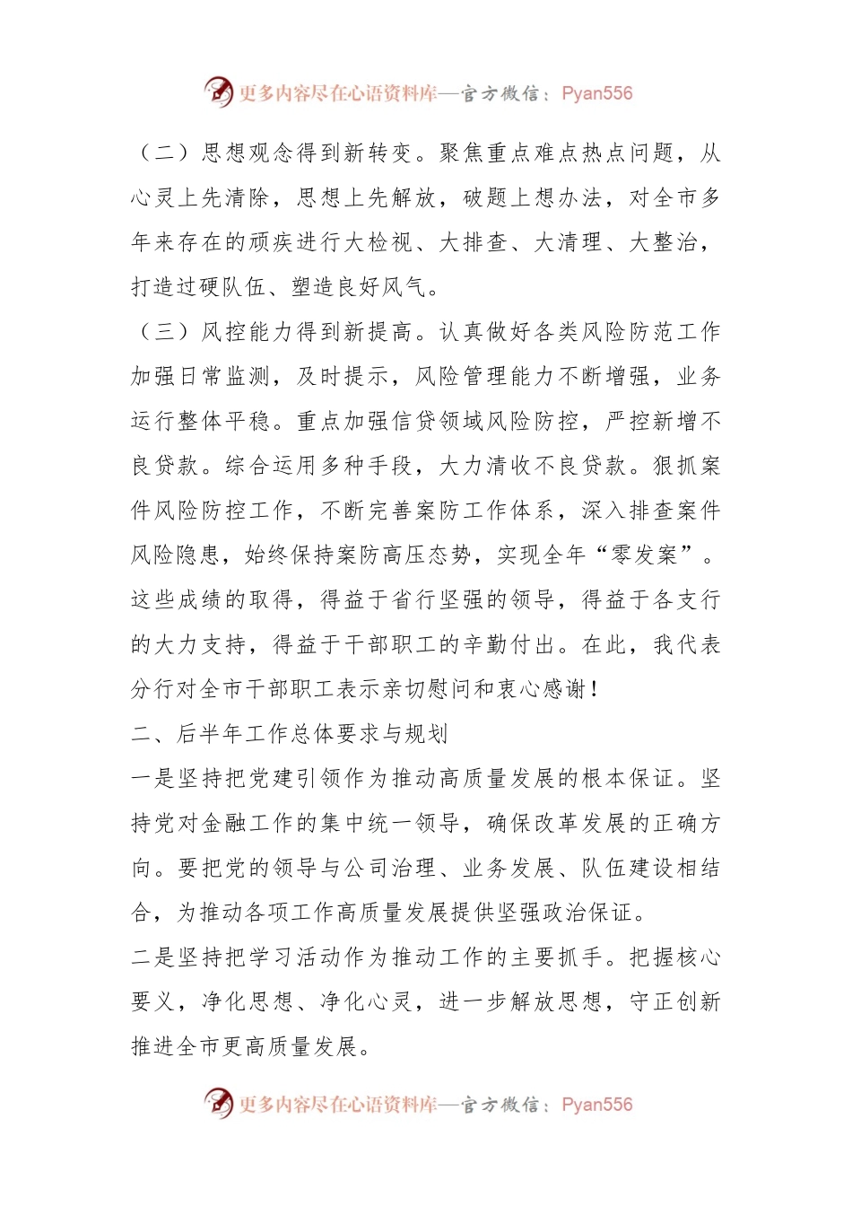 关于银行分行在半年度总结表彰工作会议上的讲话材料.docx_第2页