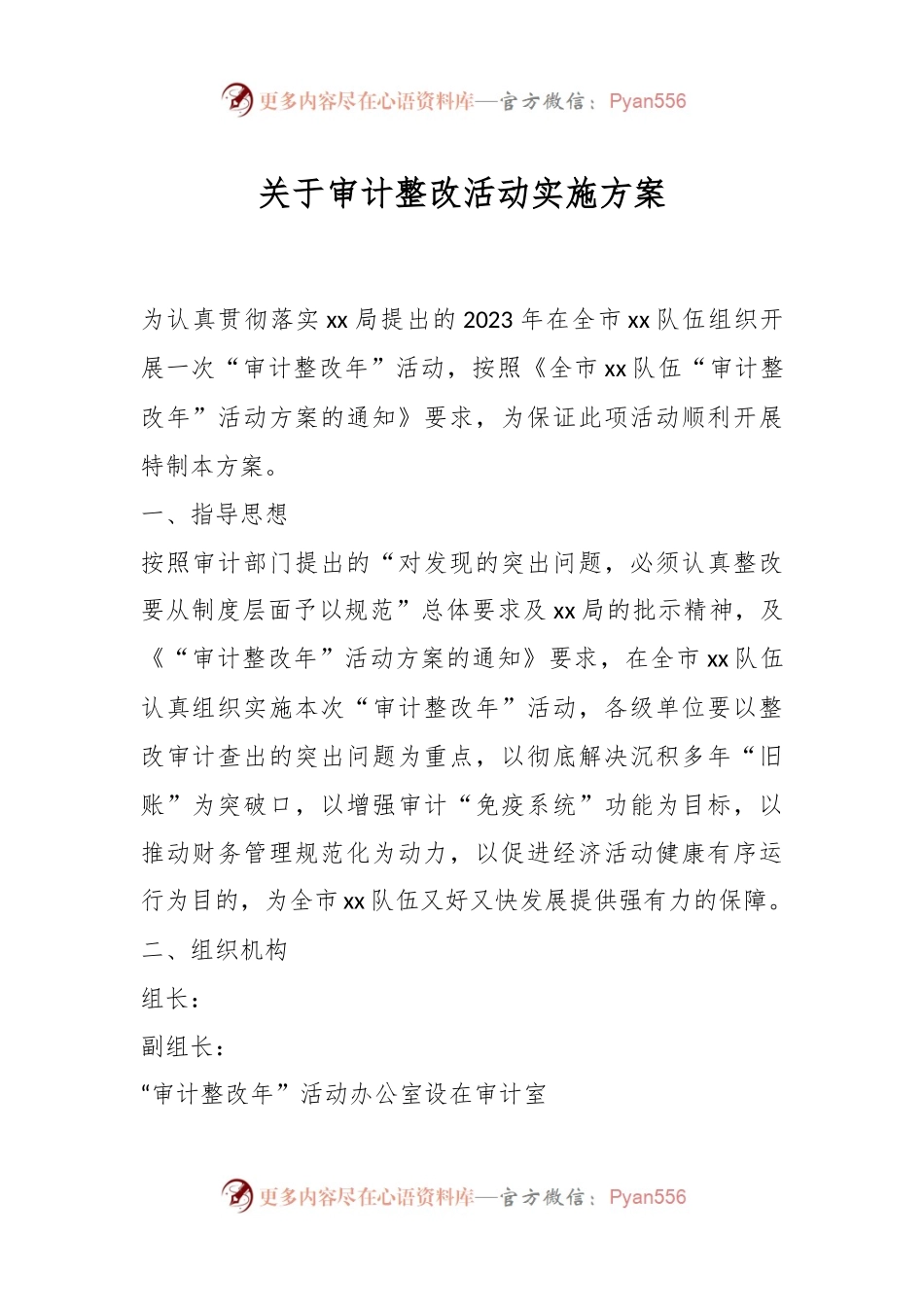 关于审计整改活动实施方案.docx_第1页